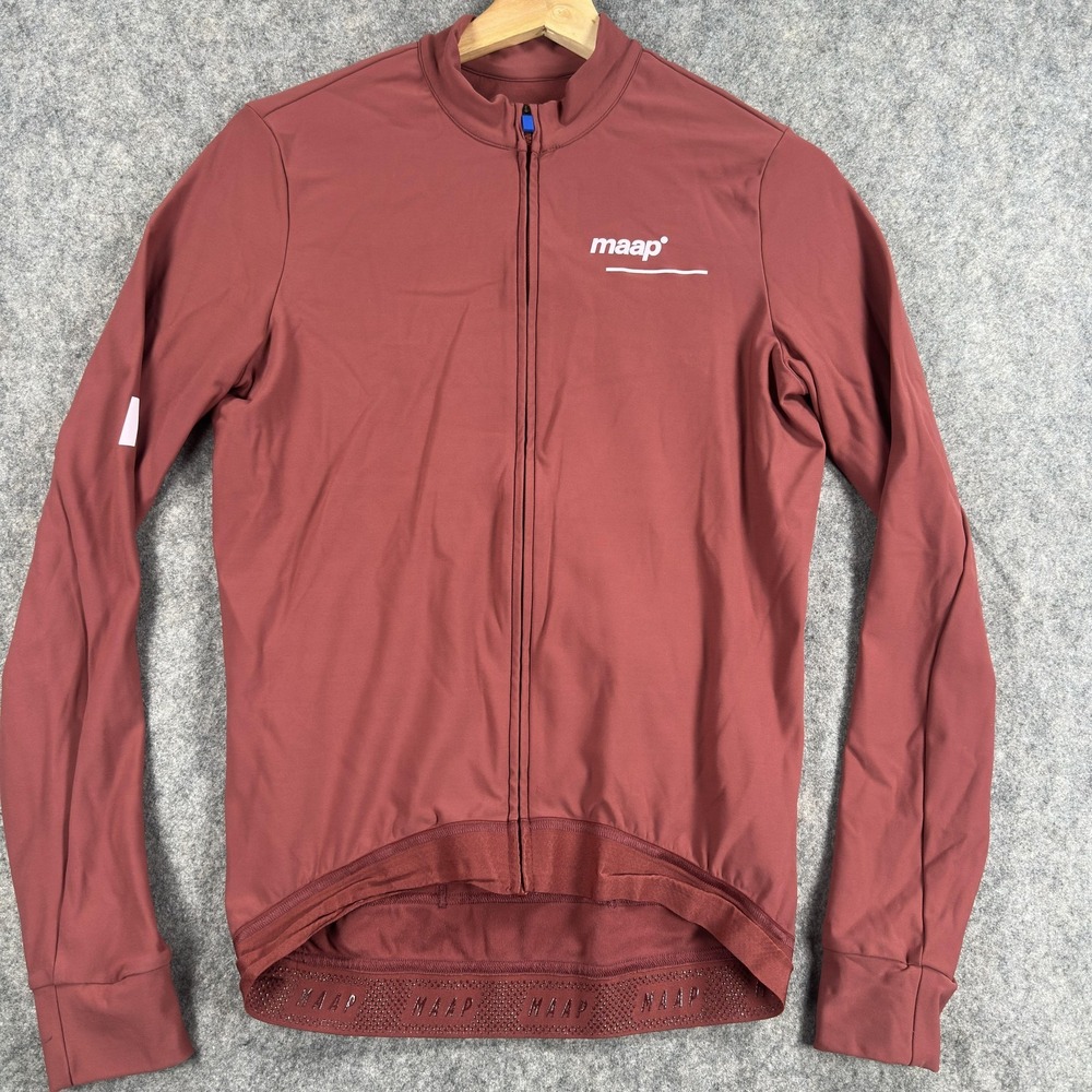 MAAP Training Cycling Jersey Mens Large Red Long Sleeve Full Zip Pockets Bike